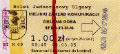 Zielona Gra, bilet z automatu przewonego z czerwonym paskiem, 1.00z; rok 2005