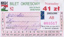 Jastrzbie Zdrj, bilet okresowy S2, 2003/2004, 41z