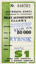 Jastrzbie zdrj, bilet miesiczny S1, 80000z, 1994r.