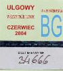Biaystok, bilet miesiczny imienny ulgowy, strefy I+II, czerwiec 2004