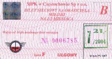 Czstochowa - bilet na drug poow miesica, lipiec 2004, 21z