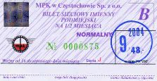Czstochowa, bilet na drug poow miesica, wrzesie 2004, 48z