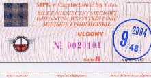 Czstochowa, bilet miesiczny, wrzesie 2004, 48z