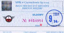 Czstochowa, bilet miesiczny, wrzesie 2004, 36z