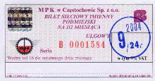 Czstochowa, bilet na drug poow miesica, wrzesie 2004, 24z