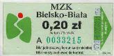 Bielsko-Biaa - logo MZK, w tle zygzaki, CZG SA - 0,20z, rok 2001