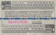 Wrocaw - bilet 10-dniowy ulgowy, 20z - rewers; rok 2004 