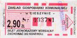 Cieszyn - Wglogryf, rok 2004, 2,90z, bilet normalny, biay papier