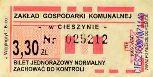 Cieszyn - Wglogryf, rok 2004, 3,30z, bilet normalny, kremowy papier
