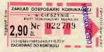 Cieszyn - Wglogryf, rok 2004, 2,90z+0,20z, bilet normalny nabyty u kierowcy, kremowy papier