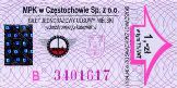 Czstochowa, duy hologram (rok 2005), bilet ulgowy miejski, 1z