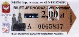Gniezno - katedra, seria A (rok 2004); bilet normalny od kierowcy