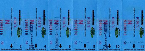Pozna - rok 2003, karnet 11-przejazdowy normalny, 11,00z (odcinki parzyste)