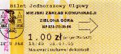 Zielona Gra, bilet z automatu przewonego, 1.00z; rok 2005