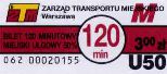 Warszawa - bilet 120-minutowy miejski, U50, 3,00z