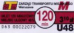 Warszawa - bilet 120-minutowy miejski, U48, 3,10z