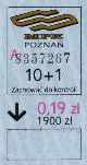 Pozna - bilet z karnetu 11-przejazdowego, 0.19z/1900z
