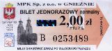 Gniezno - 2,00z, bilet normalny