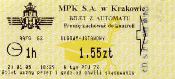 Krakw, rok 2005 - bilet z automatu przewonego, 1,55z