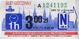 Krakw, rok 2004 - bilet godzinny, 3,00z, numer trawiastozielony