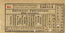 Krakw, bilet tramwajowy, okres wojny