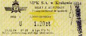 Krakw, rok 2004 - bilet z automatu, 1,20z