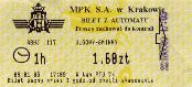 Krakw, rok 2004 - bilet z automatu, 1,60z