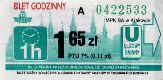 Krakw, rok 2005 - bilet 1h ulgowy gminny, 1,65z, seria A, numer trawiastozielony