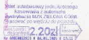Zielona Gra, bilet z automatu stacjonarnego, 2,20z; rok 2005