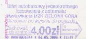 Zielona Gra, bilet z automatu stacjonarnego, 4,00z; rok 2005