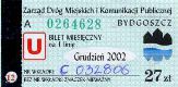 Bydgoszcz, bilet miesiczny na 1 lini, ulgowy, 27z - grudzie 2002