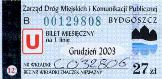 Bydgoszcz, bilet miesiczny na 1 lini, ulgowy, 27z - grudzie 2003