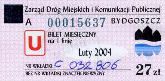 Bydgoszcz, bilet miesiczny na 1 lini, ulgowy, 27z - luty 2004