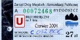 Bydgoszcz, bilet miesiczny na 1 lini, ulgowy, 27z - czerwiec 2004