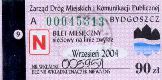 Bydgoszcz, bilet miesiczny sieciowy na linie zwyke, normalny, 90z - wrzesie 2004