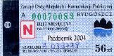 Bydgoszcz, bilet miesiczny 1 lini zwyk, normalny, 56z - padziernik 2004