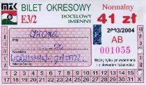 Jastrzbie Zdrj, bilet okresowy E3/2, 2003/2004, 41z
