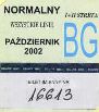 Biaystok, bilet miesiczny imienny normalny, strefy I+II, padziernik 2002