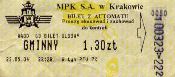 Krakw, bilet z automatu, pierwsza poowa 2004 - ulgowy gminny, 1,30z