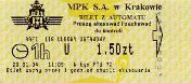 Krakw, bilet z automatu, pierwsza poowa 2004 - godzinny ulgowy ustawowy, 1,50z
