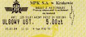 Krakw, bilet z automatu, pierwsza poowa 2004 - 24-godzinny ulgowy ustawowy, 5,00z