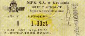 Krakw, bilet z automatu, druga poowa 2004 - ulgowy gminny, 1,30z