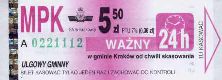 Krakw, rok 2004 - bilet 24h ulgowy gminny, 5,50z, numer trawiastozielony