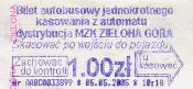Zielona Gra, bilet z automatu stacjonarnego, 1,00z; rok 2005