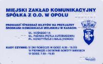 Opole, plastikowy bilet miesiczny - zabytkowe kamienice, rewers