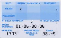 Opole, plastikowy bilet miesiczny - mdry Polak przed szkod, rewers
