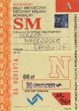 Katowice, bilet miesiczny, rok 2002 - SM A N, 66z