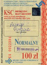 Katowice, Tychy - bilet miesiczny KSC, rok 2002, 100z, normalny