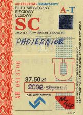 Katowice, bilet miesiczny, rok 2002 - SC AT U, 37,50z