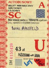 Katowice, bilet miesiczny, lata 2003-05 - SC A U, 43z